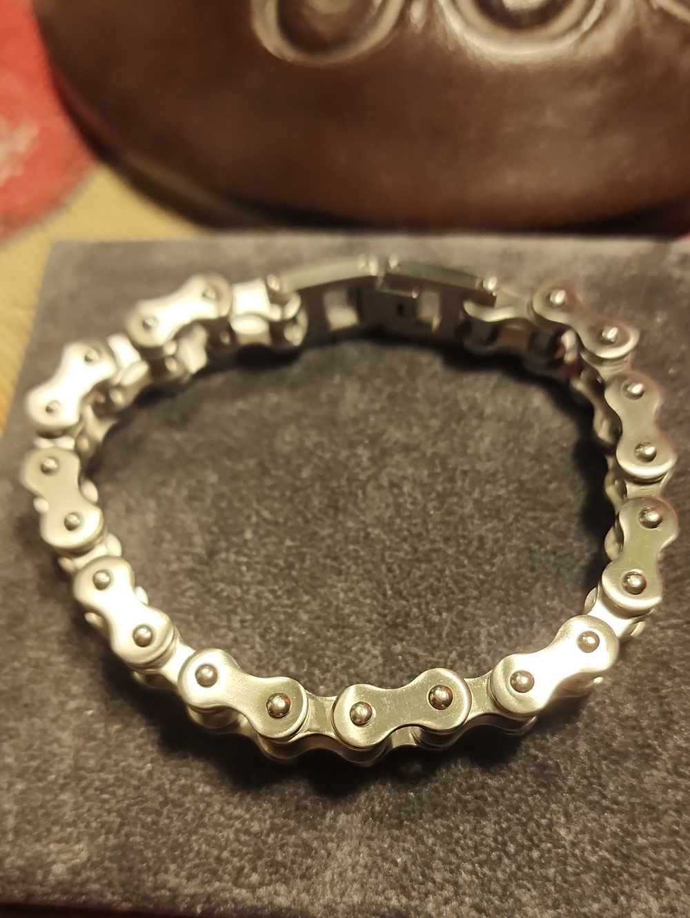 Men's Silver Bike-Chain Style Stainless Steel Bracelet